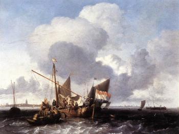 Ludolf Backhuysen : Ships on the Zuiderzee before the Fort of Naarden